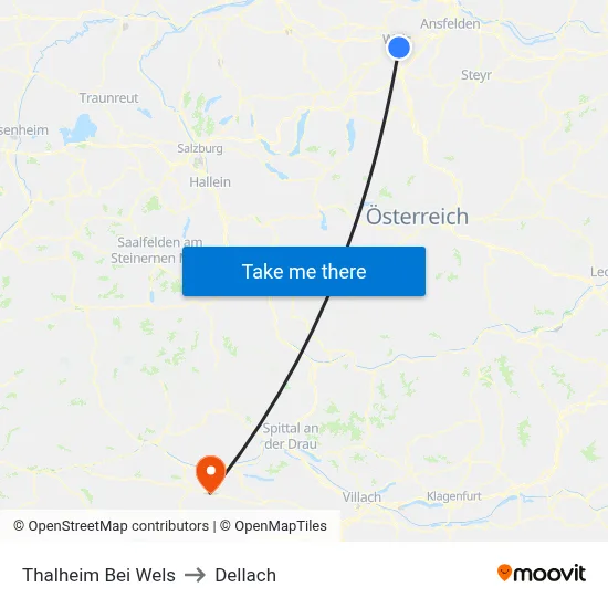 Thalheim Bei Wels to Dellach map