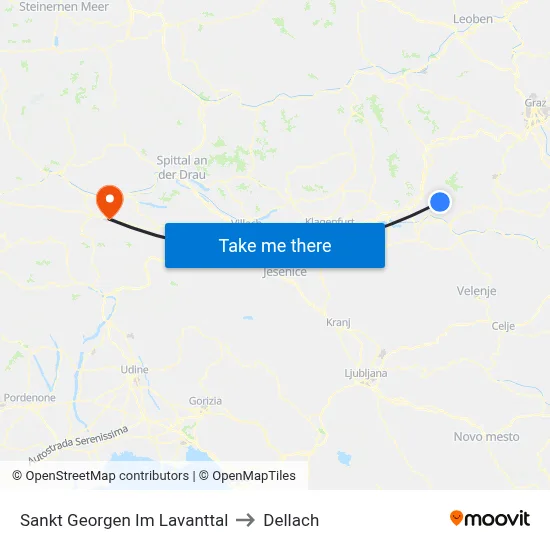 Sankt Georgen Im Lavanttal to Dellach map