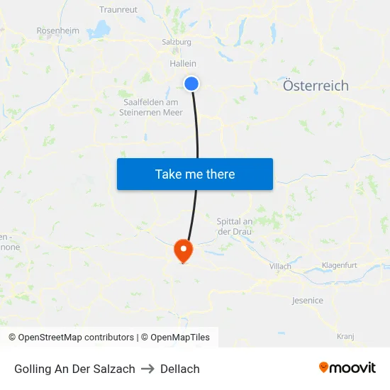 Golling An Der Salzach to Dellach map