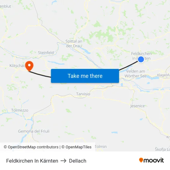 Feldkirchen In Kärnten to Dellach map