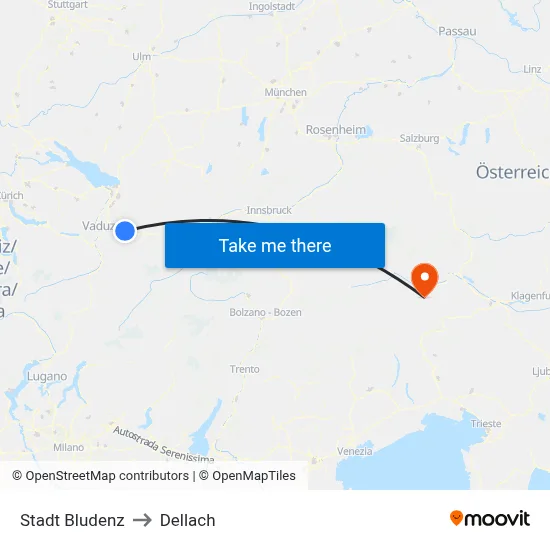 Stadt Bludenz to Dellach map