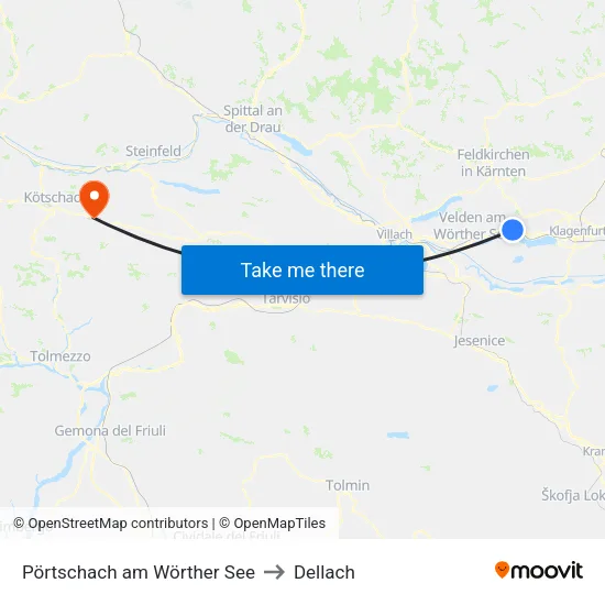 Pörtschach am Wörther See to Dellach map