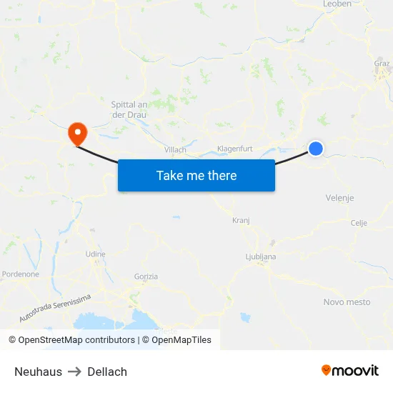 Neuhaus to Dellach map