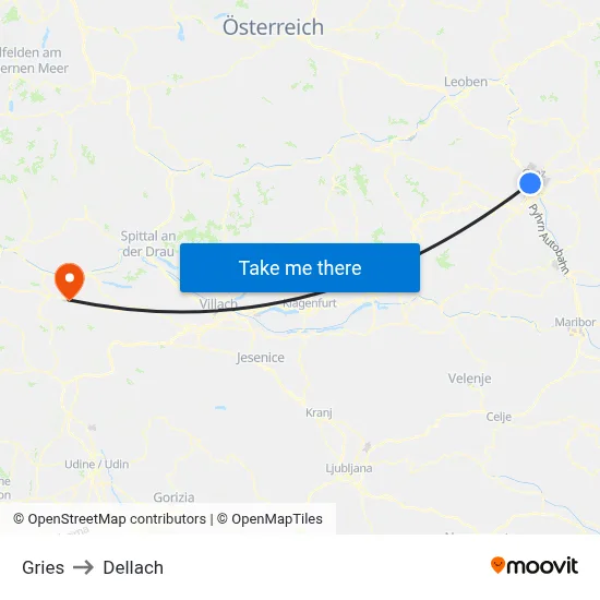 Gries to Dellach map