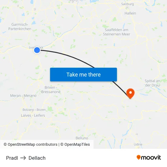 Pradl to Dellach map