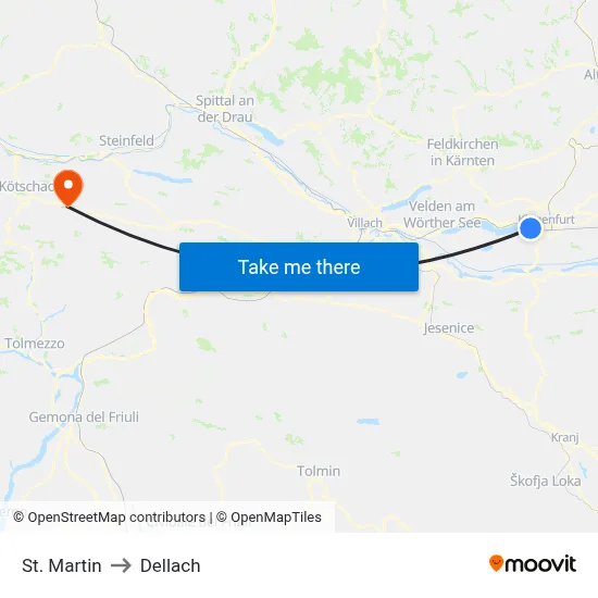 St. Martin to Dellach map