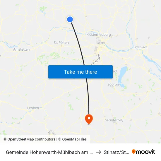 Gemeinde Hohenwarth-Mühlbach am Manhartsberg to Stinatz/Stinjaki map