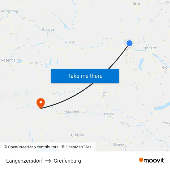 Langenzersdorf to Greifenburg map