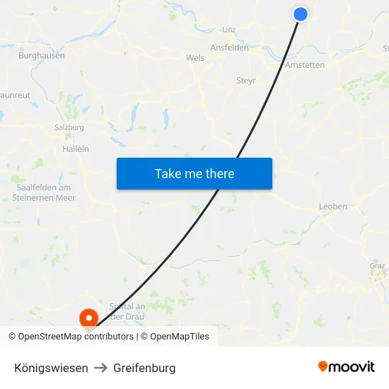 Königswiesen to Greifenburg map