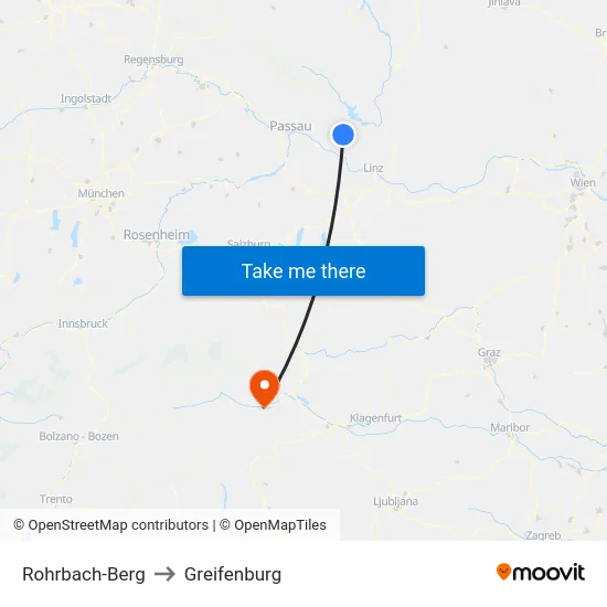 Rohrbach-Berg to Greifenburg map