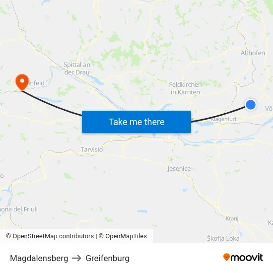 Magdalensberg to Greifenburg map