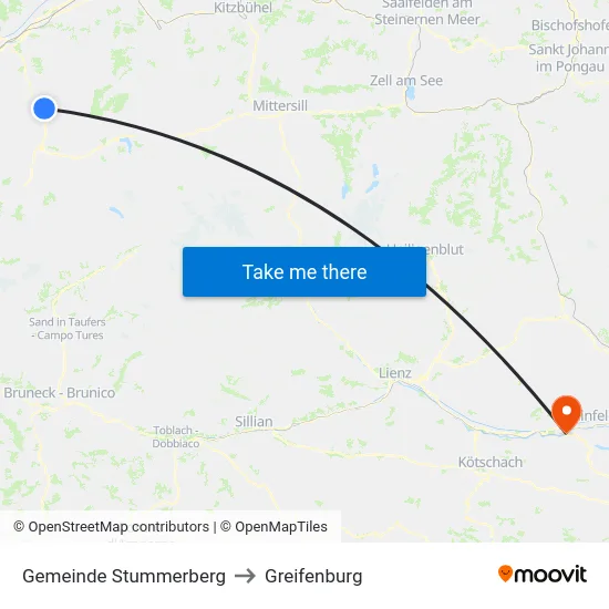 Gemeinde Stummerberg to Greifenburg map