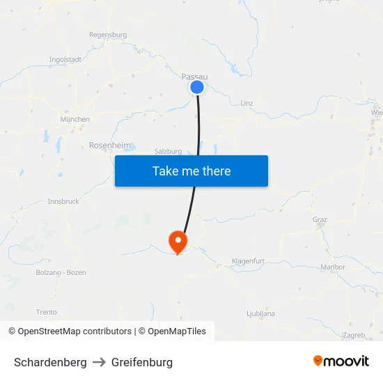 Schardenberg to Greifenburg map