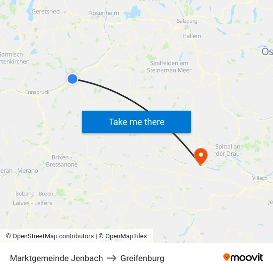 Marktgemeinde Jenbach to Greifenburg map