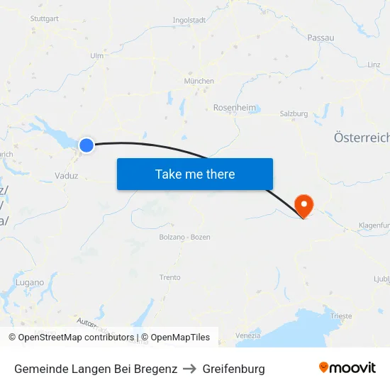 Gemeinde Langen Bei Bregenz to Greifenburg map