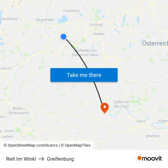 Reit Im Winkl to Greifenburg map