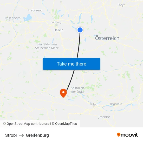 Strobl to Greifenburg map