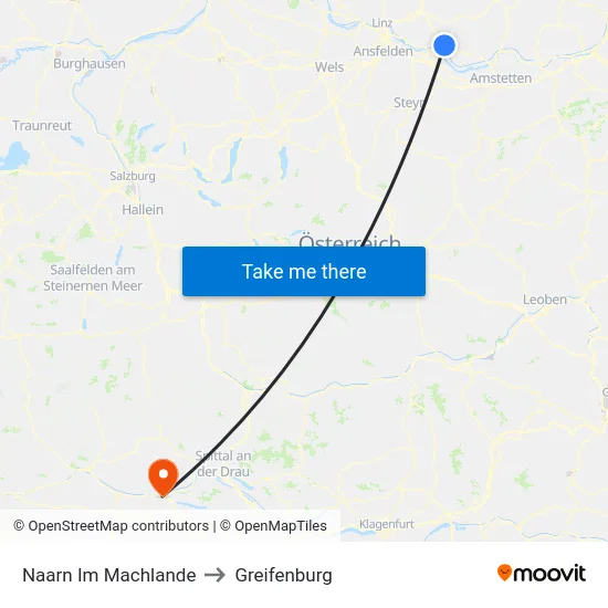Naarn Im Machlande to Greifenburg map