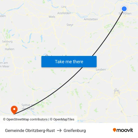 Gemeinde Obritzberg-Rust to Greifenburg map