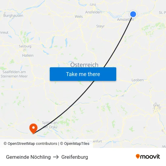 Gemeinde Nöchling to Greifenburg map