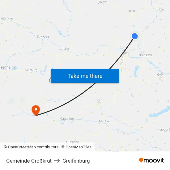 Gemeinde Großkrut to Greifenburg map