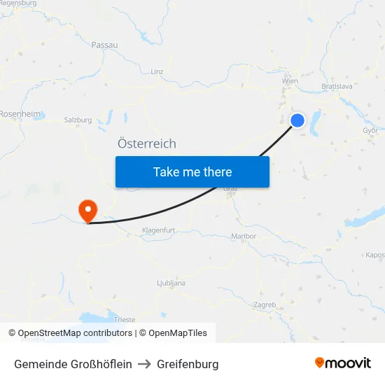 Gemeinde Großhöflein to Greifenburg map