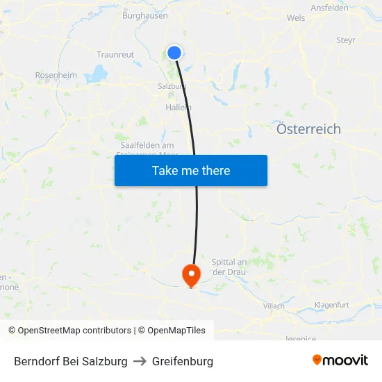 Berndorf Bei Salzburg to Greifenburg map