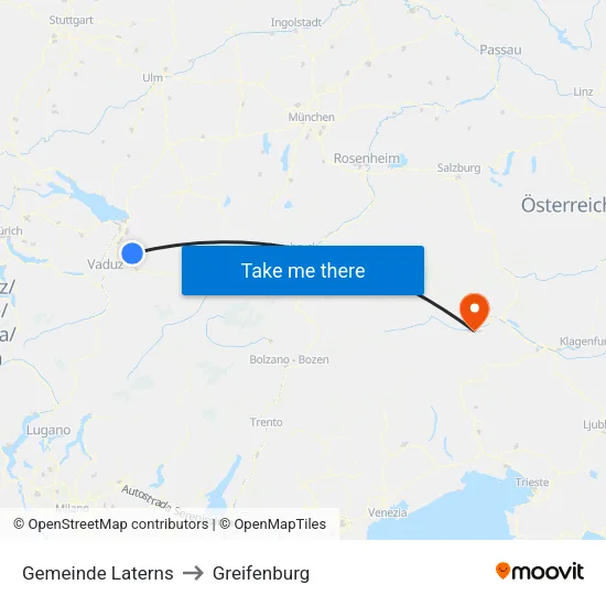 Gemeinde Laterns to Greifenburg map