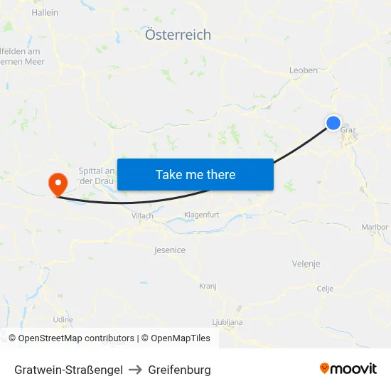 Gratwein-Straßengel to Greifenburg map