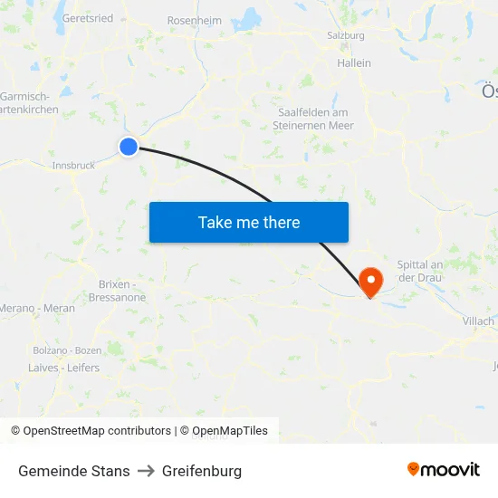 Gemeinde Stans to Greifenburg map