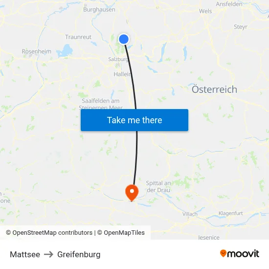 Mattsee to Greifenburg map