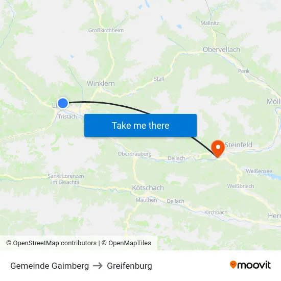 Gemeinde Gaimberg to Greifenburg map