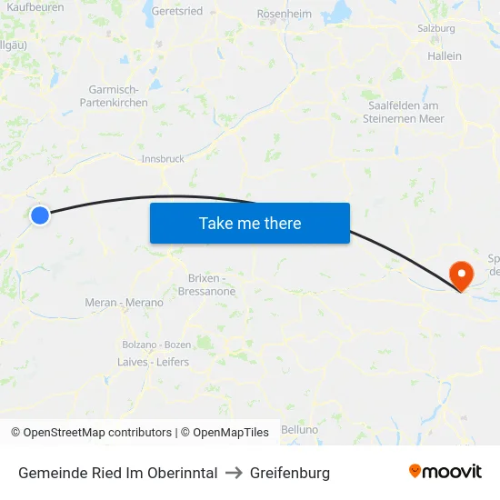 Gemeinde Ried Im Oberinntal to Greifenburg map