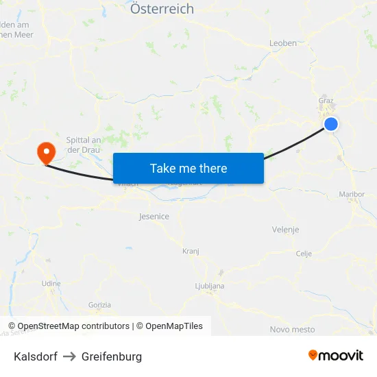 Kalsdorf to Greifenburg map