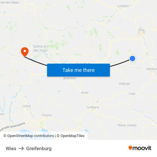 Wies to Greifenburg map