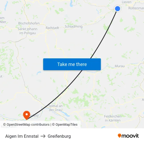 Aigen Im Ennstal to Greifenburg map