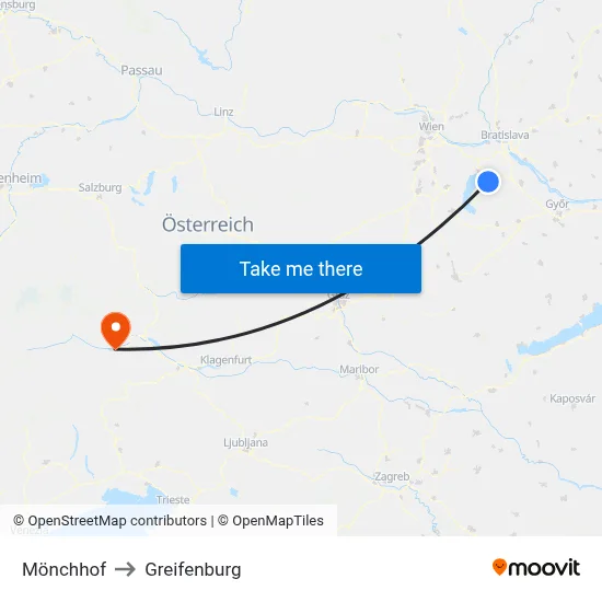 Mönchhof to Greifenburg map