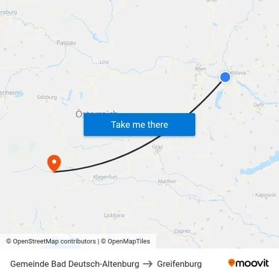 Gemeinde Bad Deutsch-Altenburg to Greifenburg map