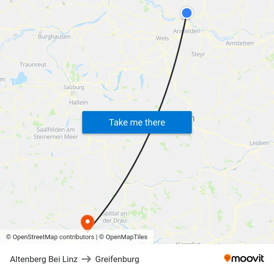 Altenberg Bei Linz to Greifenburg map