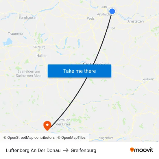 Luftenberg An Der Donau to Greifenburg map