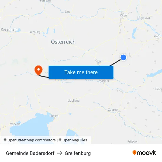 Gemeinde Badersdorf to Greifenburg map