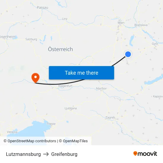 Lutzmannsburg to Greifenburg map