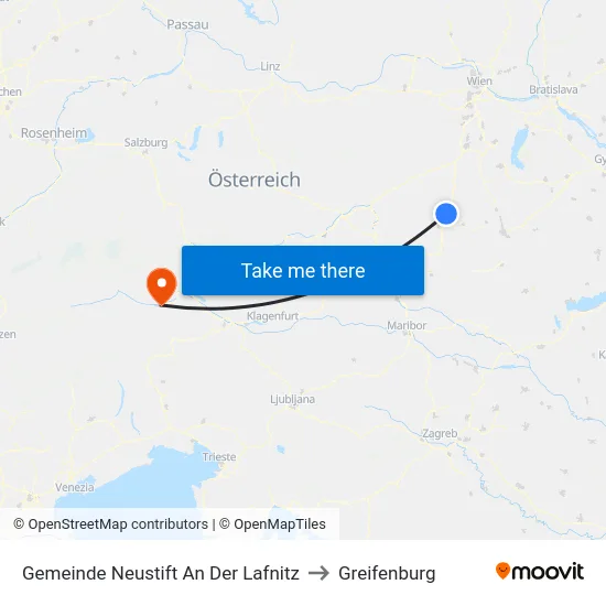 Gemeinde Neustift An Der Lafnitz to Greifenburg map