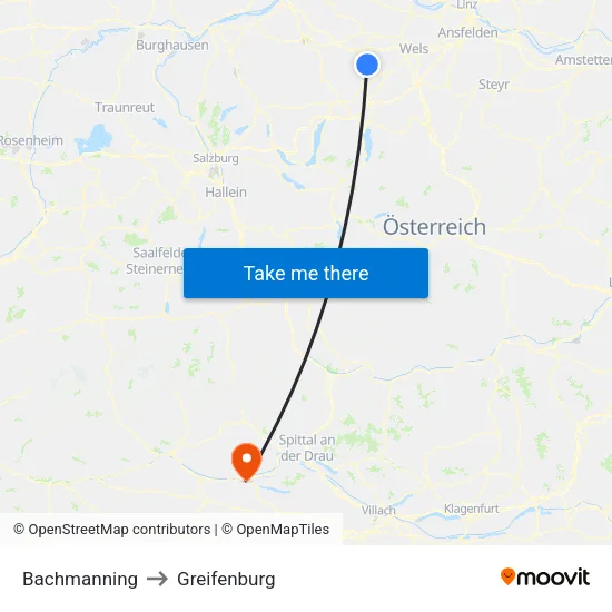 Bachmanning to Greifenburg map