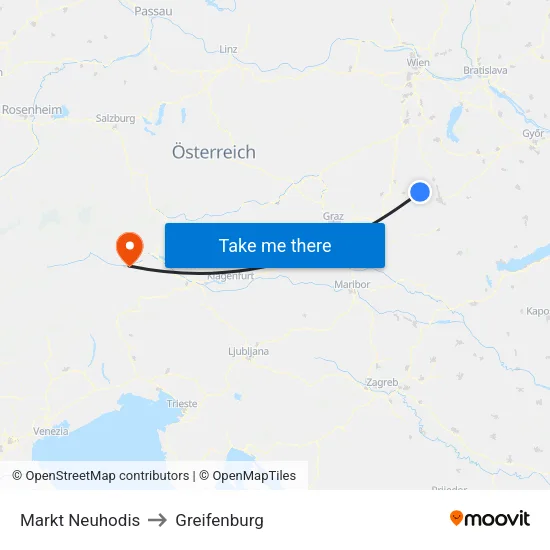 Markt Neuhodis to Greifenburg map
