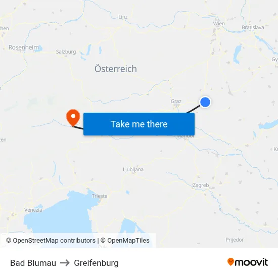Bad Blumau to Greifenburg map