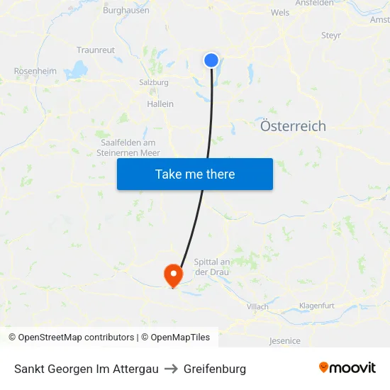 Sankt Georgen Im Attergau to Greifenburg map