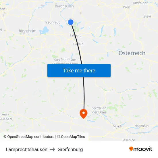 Lamprechtshausen to Greifenburg map