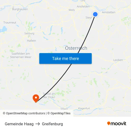 Gemeinde Haag to Greifenburg map