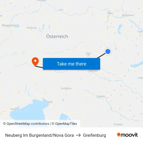 Neuberg Im Burgenland/Nova Gora to Greifenburg map
